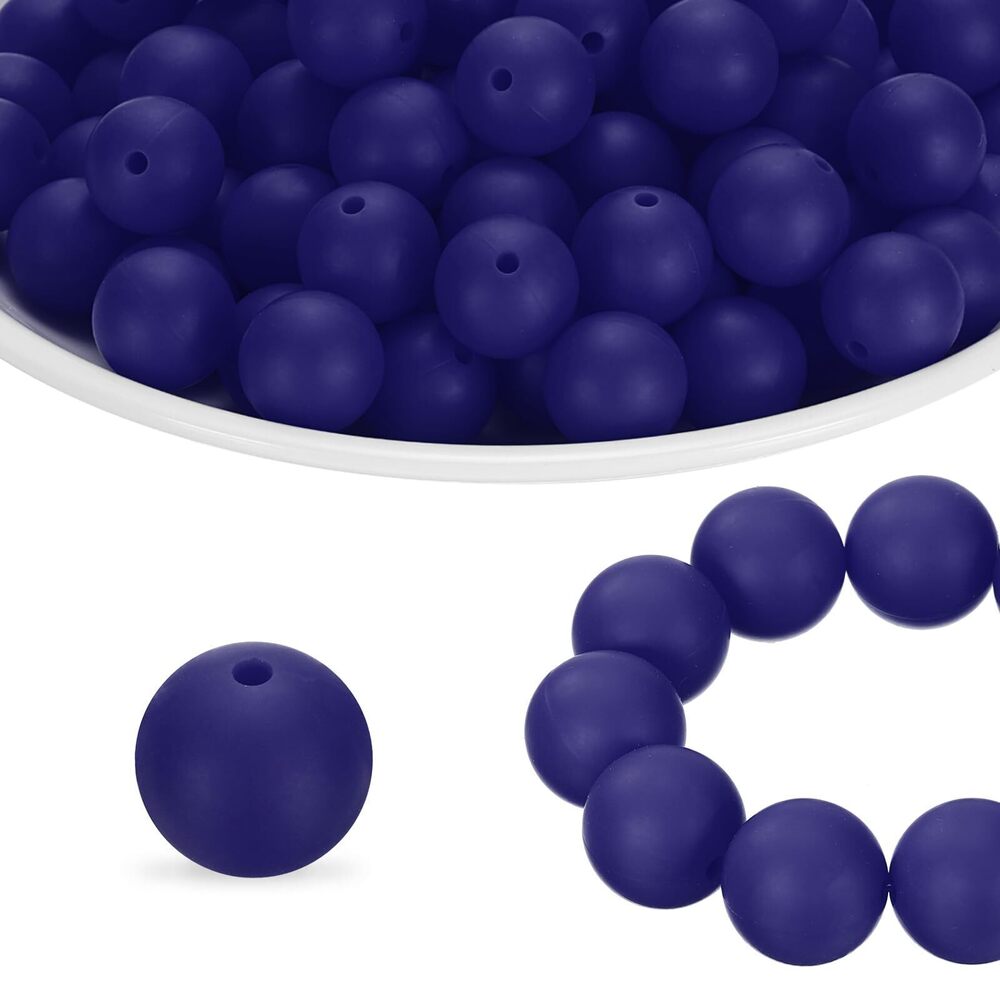 8792 160Pcs Silicone Beads 12mm Round Rubber Focal Beads Bulk for Pens